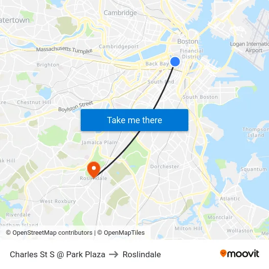 Charles St S @ Park Plaza to Roslindale map