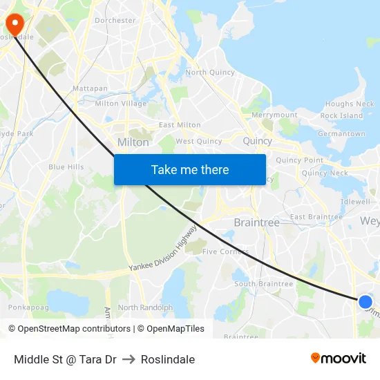 Middle St @ Tara Dr to Roslindale map