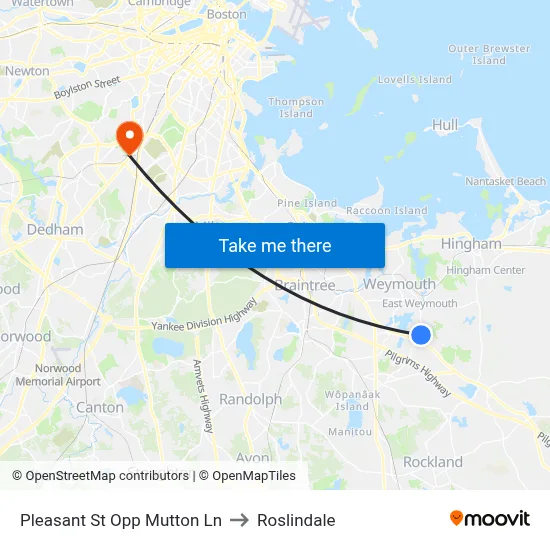 Pleasant St Opp Mutton Ln to Roslindale map