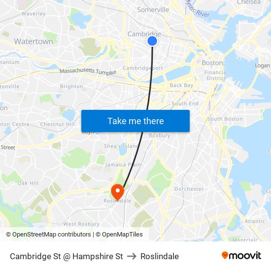 Cambridge St @ Hampshire St to Roslindale map