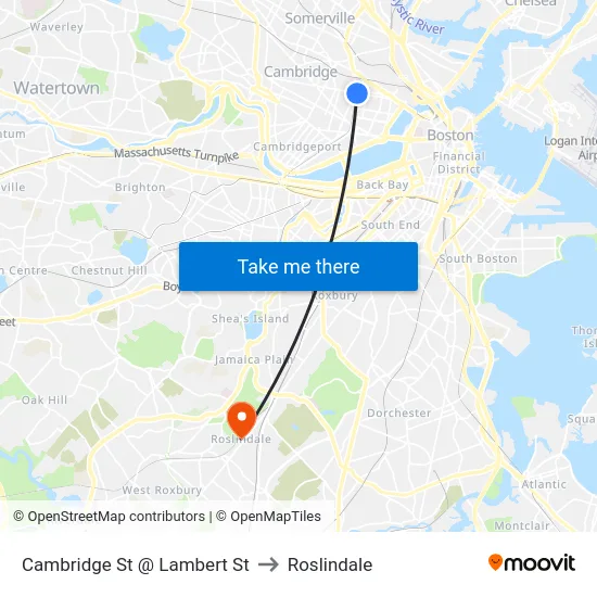 Cambridge St @ Lambert St to Roslindale map