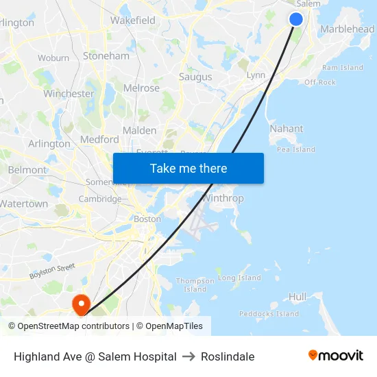 Highland Ave @ Salem Hospital to Roslindale map