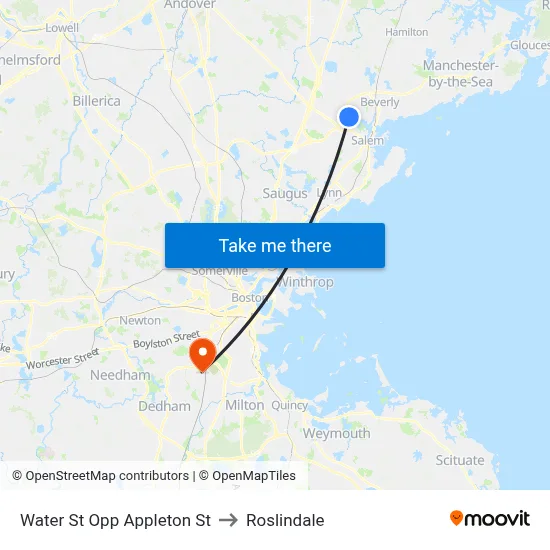 Water St Opp Appleton St to Roslindale map