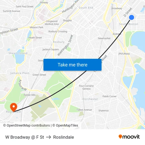 W Broadway @ F St to Roslindale map