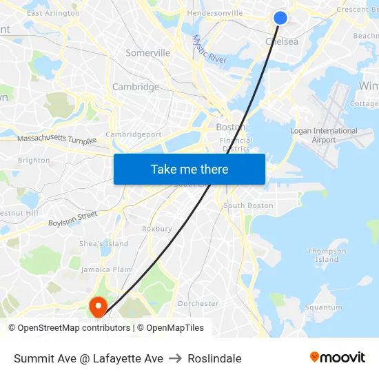 Summit Ave @ Lafayette Ave to Roslindale map