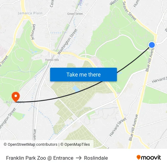 Franklin Park Zoo @ Entrance to Roslindale map