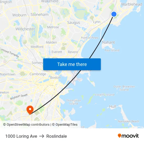 1000 Loring Ave to Roslindale map
