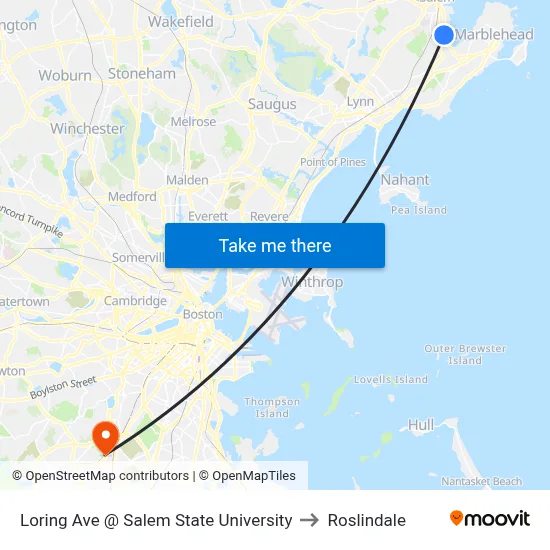 Loring Ave @ Salem State University to Roslindale map