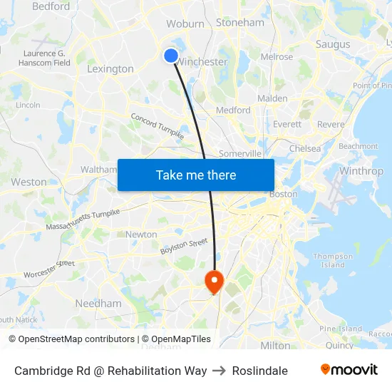 Cambridge Rd @ Rehabilitation Way to Roslindale map