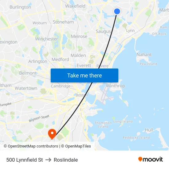 500 Lynnfield St to Roslindale map
