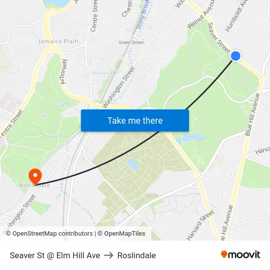 Seaver St @ Elm Hill Ave to Roslindale map