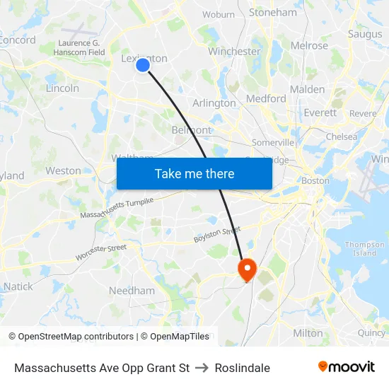 Massachusetts Ave Opp Grant St to Roslindale map