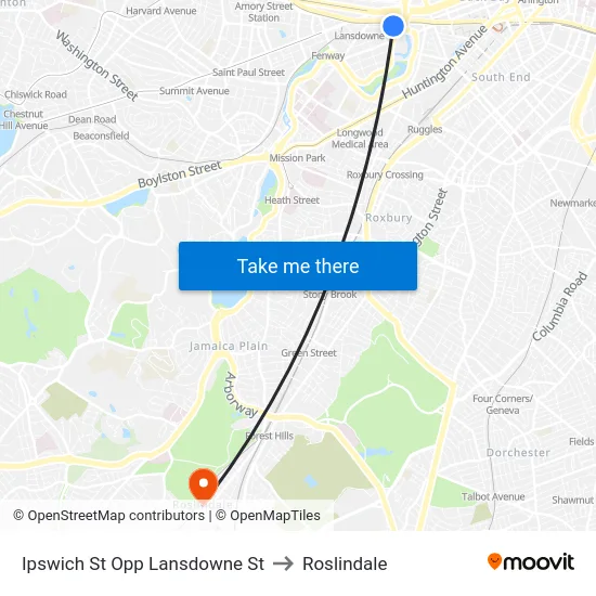 Ipswich St Opp Lansdowne St to Roslindale map