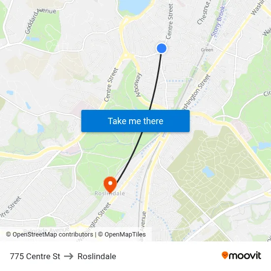 775 Centre St to Roslindale map