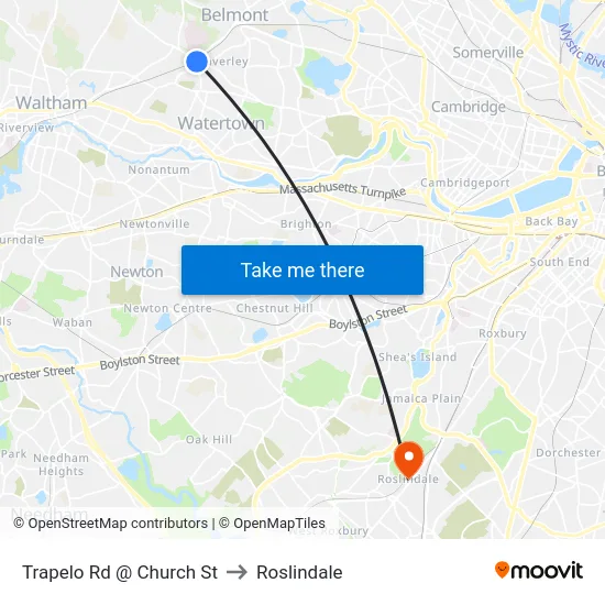 Trapelo Rd @ Church St to Roslindale map