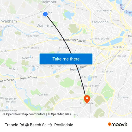 Trapelo Rd @ Beech St to Roslindale map