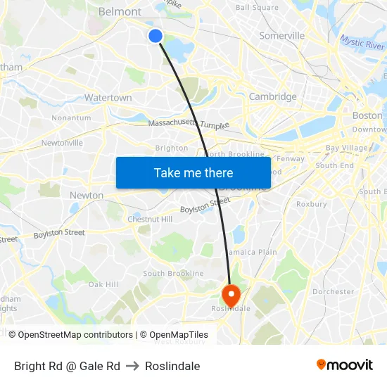 Bright Rd @ Gale Rd to Roslindale map