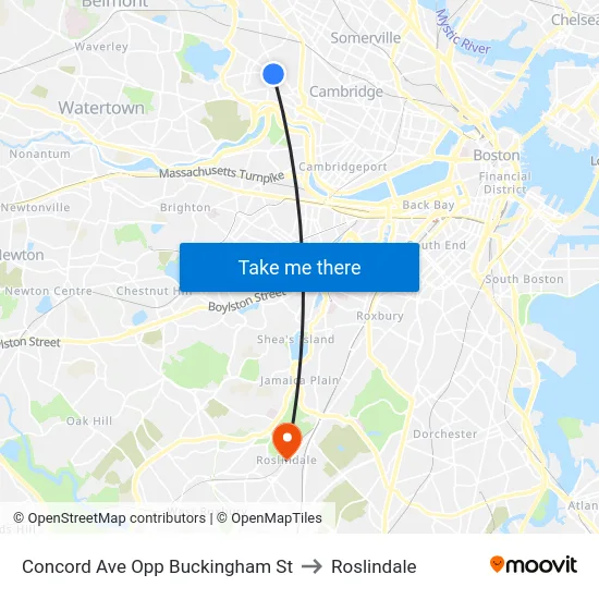 Concord Ave Opp Buckingham St to Roslindale map