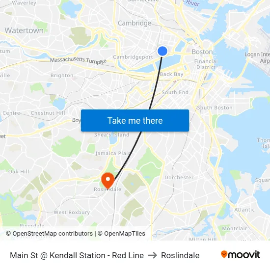 Main St @ Kendall Station - Red Line to Roslindale map