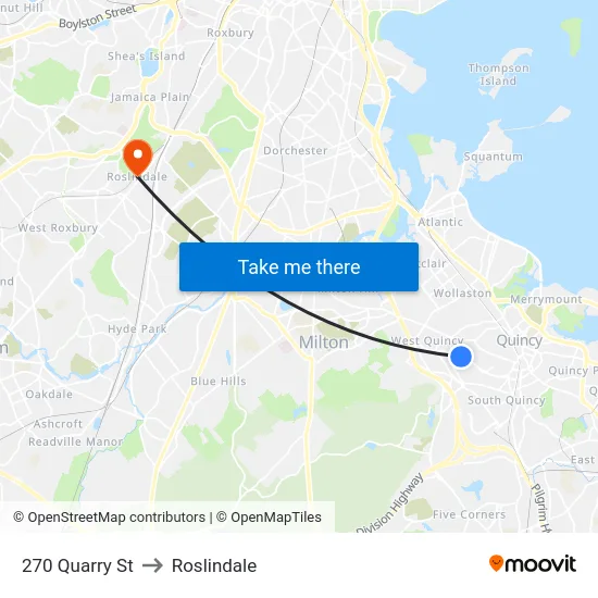 270 Quarry St to Roslindale map