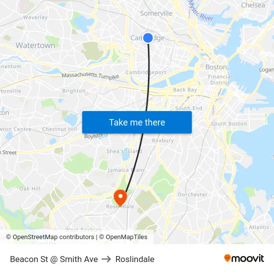 Beacon St @ Smith Ave to Roslindale map