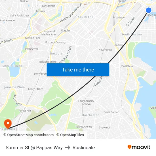 Summer St @ Pappas Way to Roslindale map