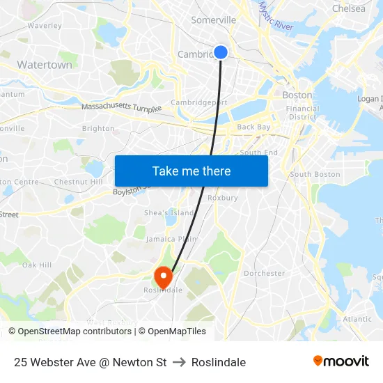 25 Webster Ave @ Newton St to Roslindale map