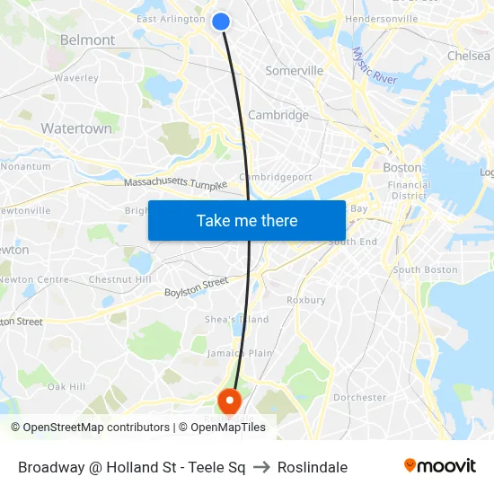 Broadway @ Holland St - Teele Sq to Roslindale map