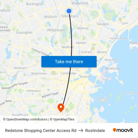 Redstone Shopping Center Access Rd to Roslindale map