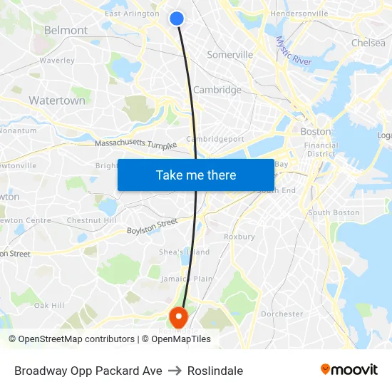 Broadway Opp Packard Ave to Roslindale map