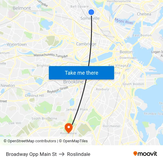 Broadway Opp Main St to Roslindale map
