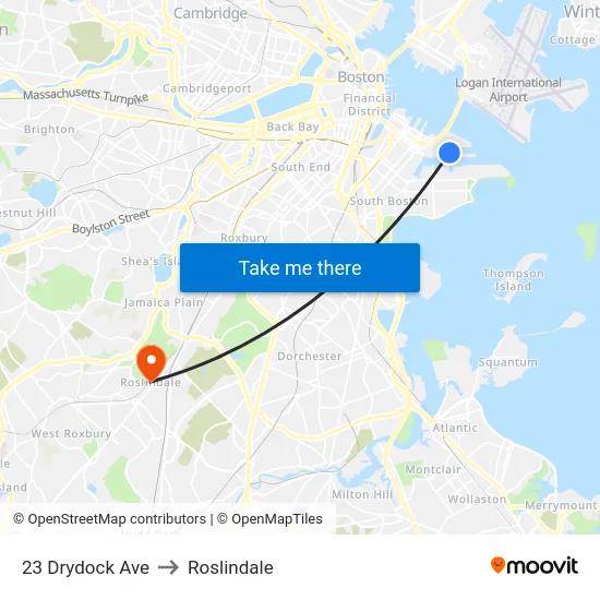 23 Drydock Ave to Roslindale map