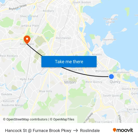 Hancock St @ Furnace Brook Pkwy to Roslindale map