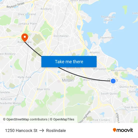 1250 Hancock St to Roslindale map