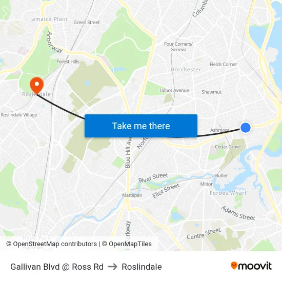 Gallivan Blvd @ Ross Rd to Roslindale map