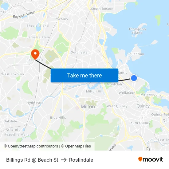 Billings Rd @ Beach St to Roslindale map