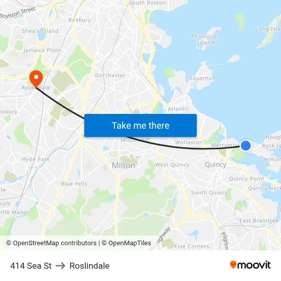 414 Sea St to Roslindale map