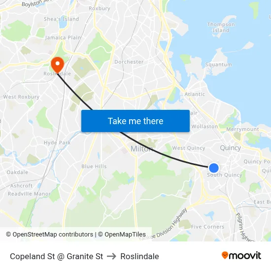 Copeland St @ Granite St to Roslindale map