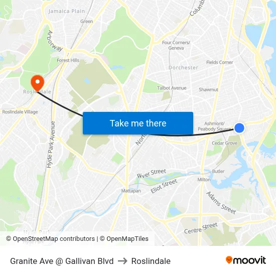 Granite Ave @ Gallivan Blvd to Roslindale map