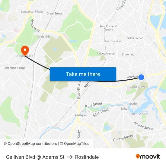 Gallivan Blvd @ Adams St to Roslindale map