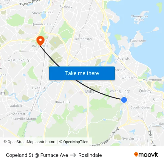 Copeland St @ Furnace Ave to Roslindale map