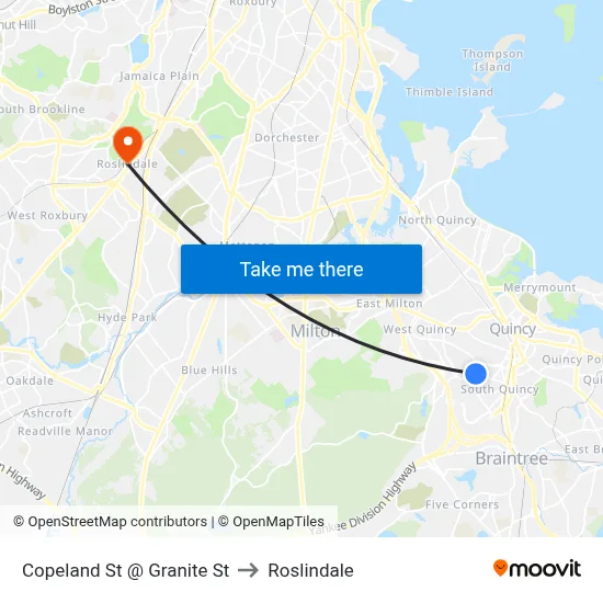 Copeland St @ Granite St to Roslindale map