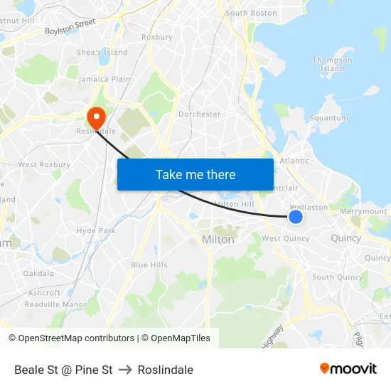 Beale St @ Pine St to Roslindale map