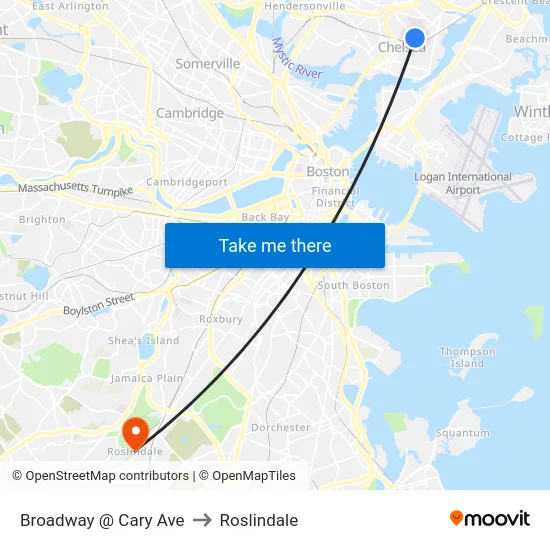 Broadway @ Cary Ave to Roslindale map