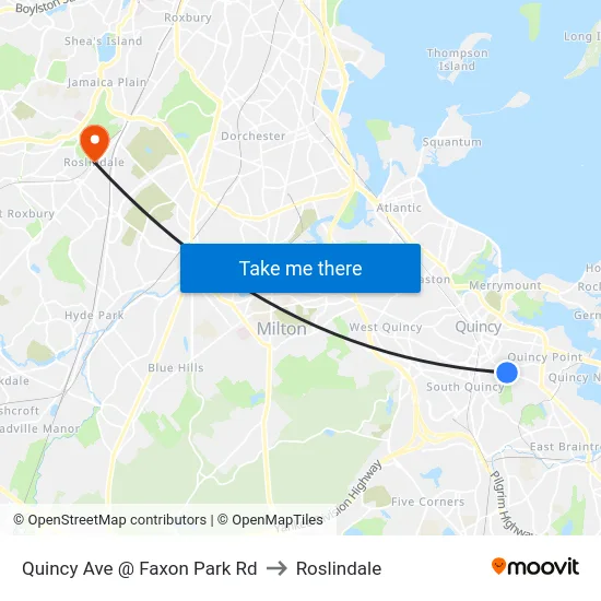 Quincy Ave @ Faxon Park Rd to Roslindale map