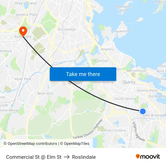 Commercial St @ Elm St to Roslindale map