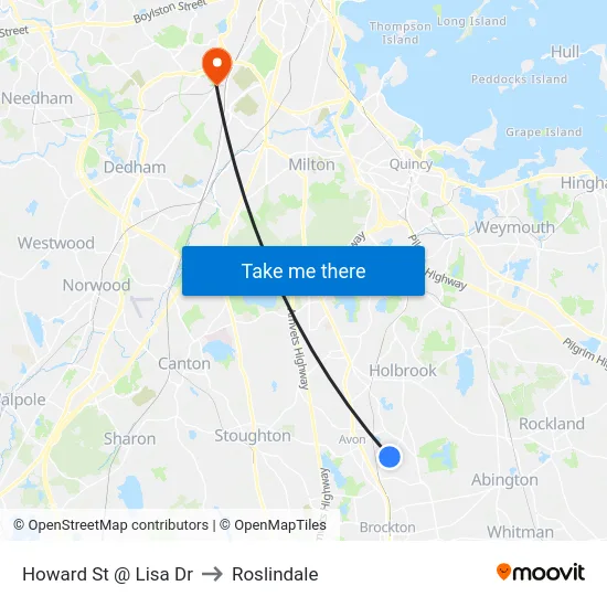 Howard St @ Lisa Dr to Roslindale map