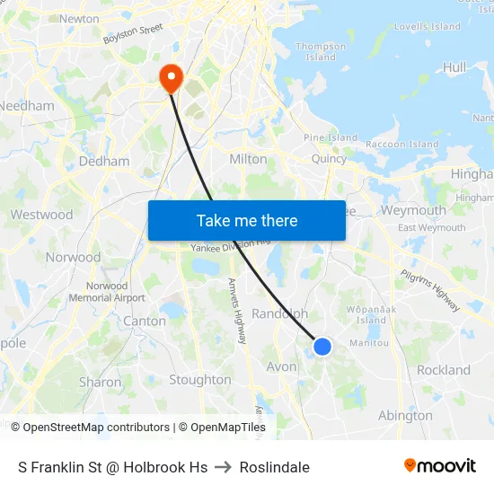 S Franklin St @ Holbrook Hs to Roslindale map