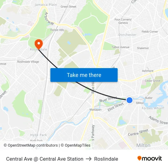 Central Ave @ Central Ave Station to Roslindale map