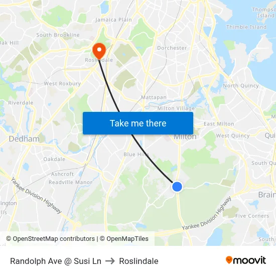 Randolph Ave @ Susi Ln to Roslindale map